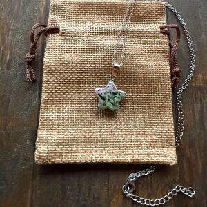 Ruby Zoisite Star Necklace Ruby in Zoisite Pendant Crystal Star Necklace